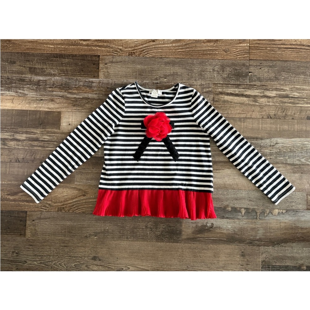 EUC KATE SPADE Black White Striped Long Sleeve Tee Top 7 122